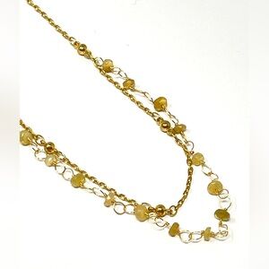 New Anthropologie Layered Stone Necklace Gold